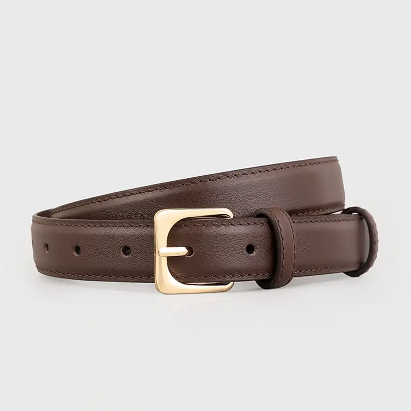 Easy Classic Leather Belt with Golden Buckle