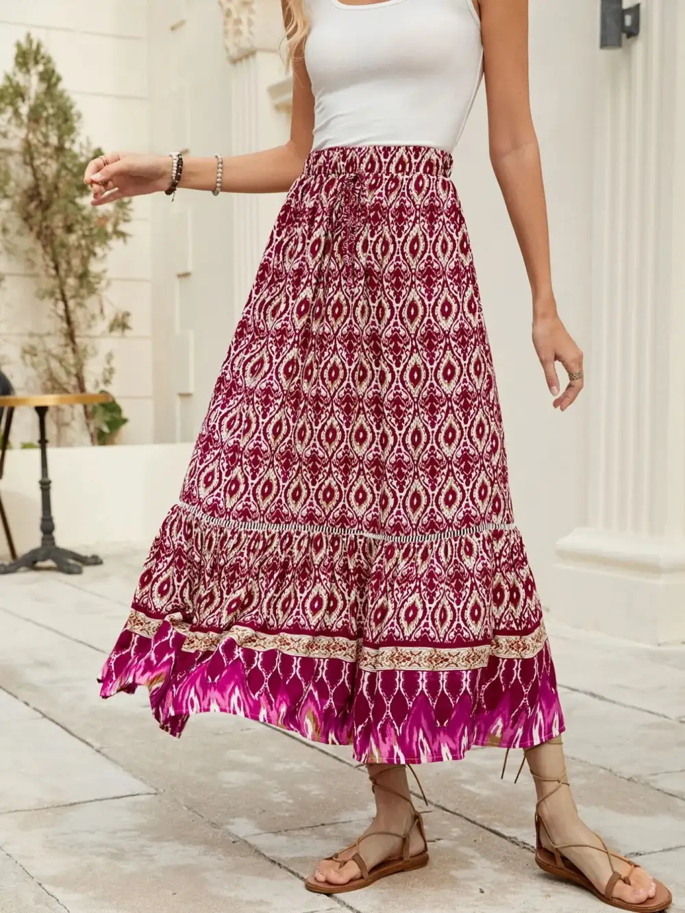 Bohemian Printed Maxi Skirt