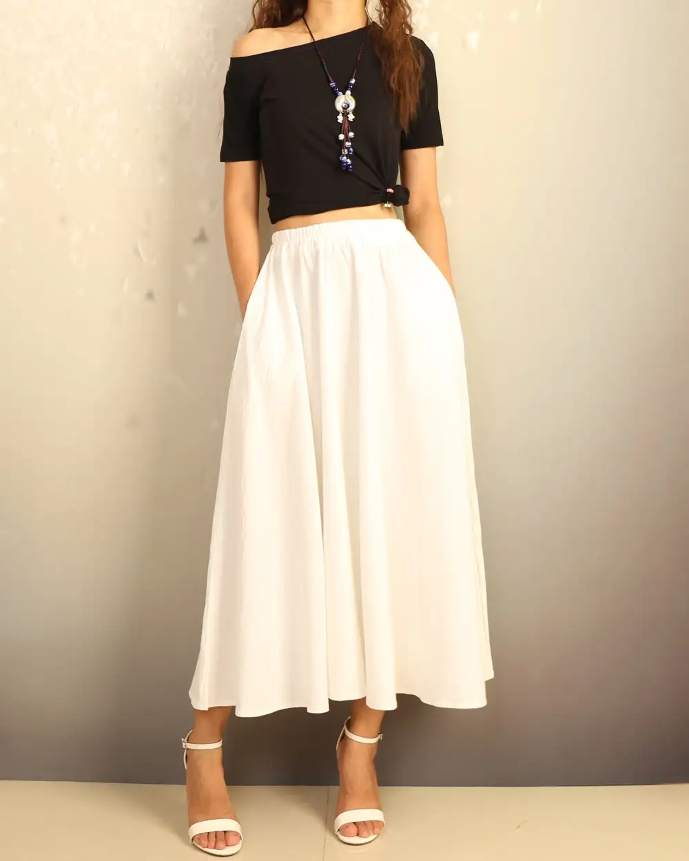 Boho Linen Flared Skirt