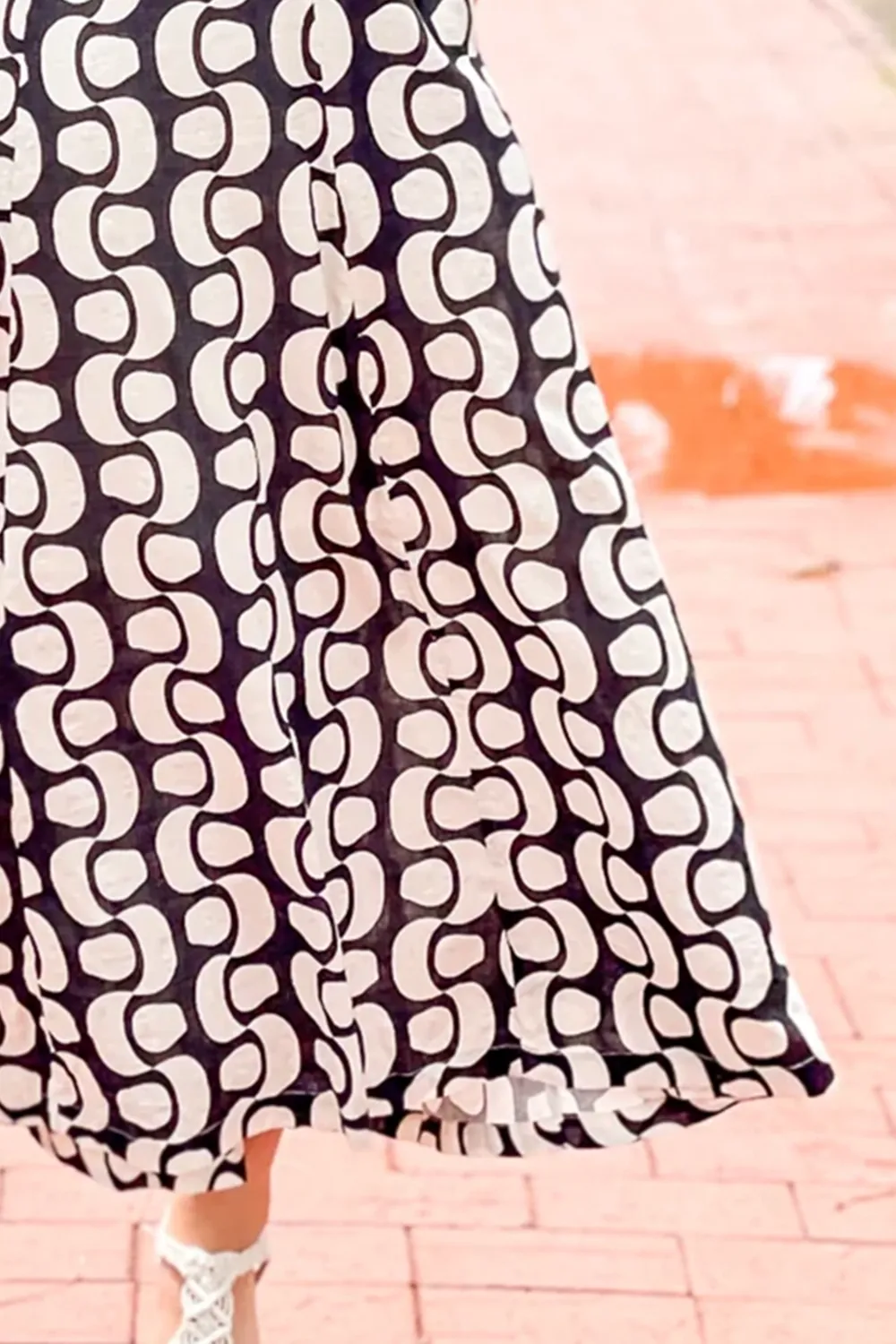 Black And White Printed Dress