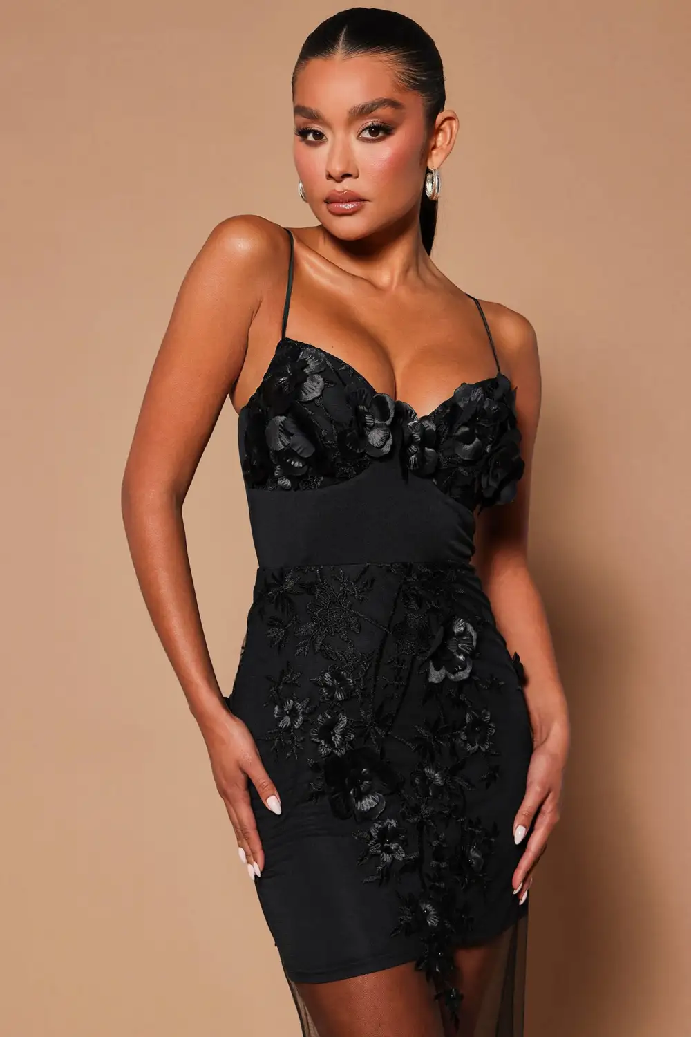 Vanya Embroidered Maxi Dress - Black