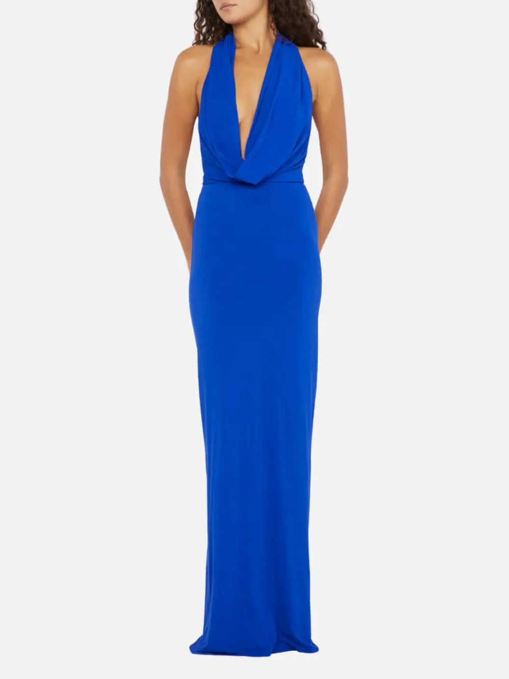 Backless Cowl Neck Maxi Dress