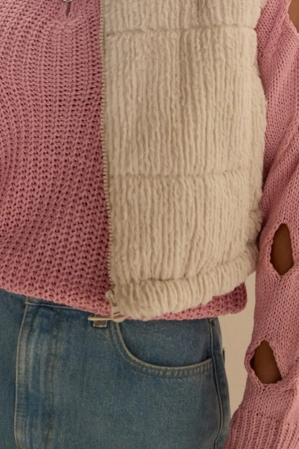 Pink Trimmed Fleece Vest