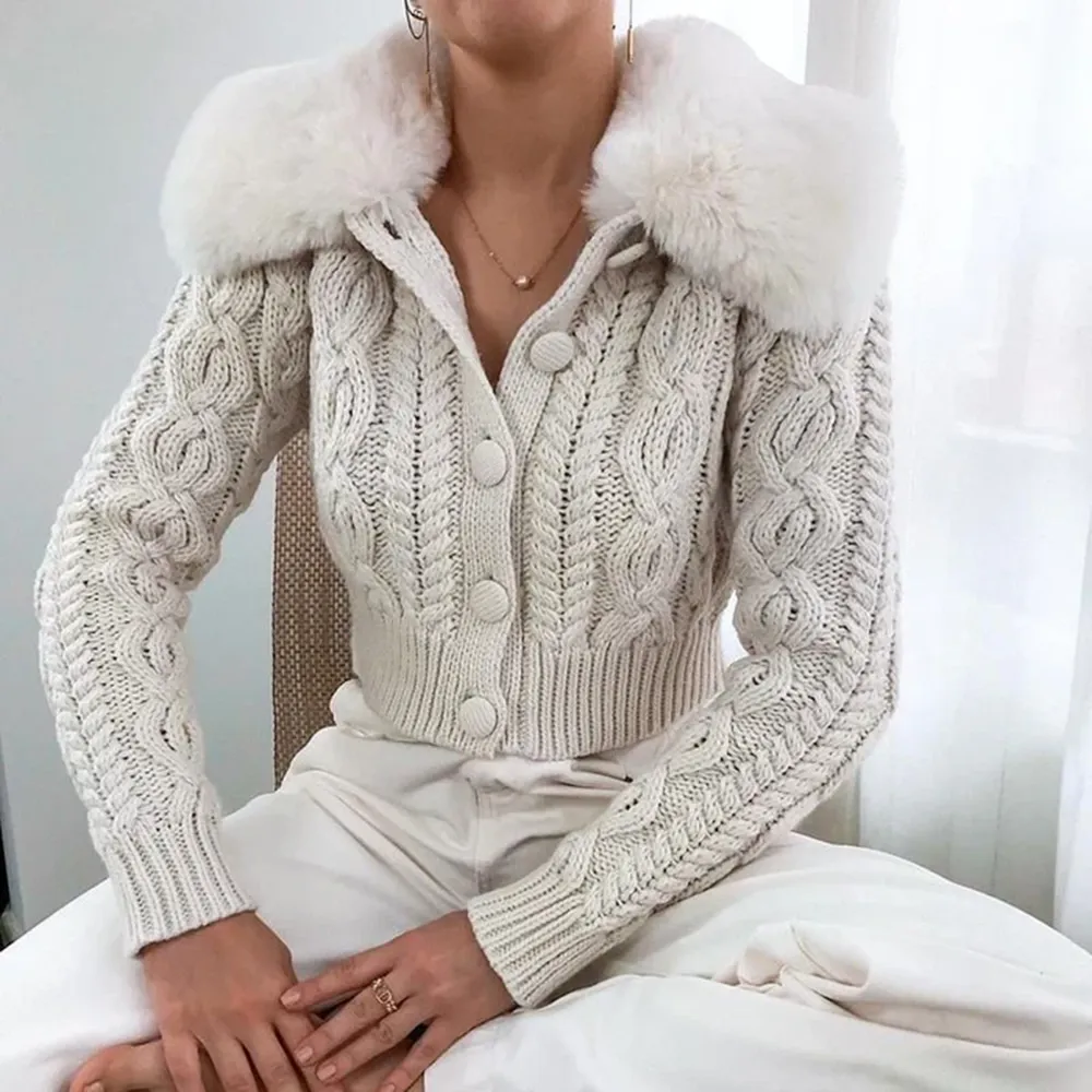 Faux Fur Knitted Cardigan