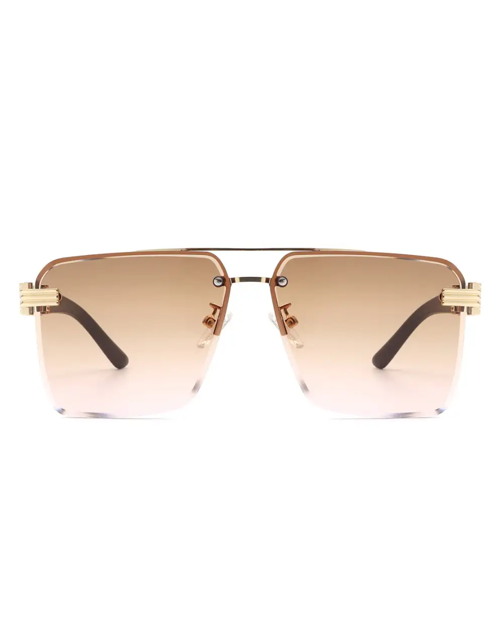 Structured Square Rimless Frame Sunglasses