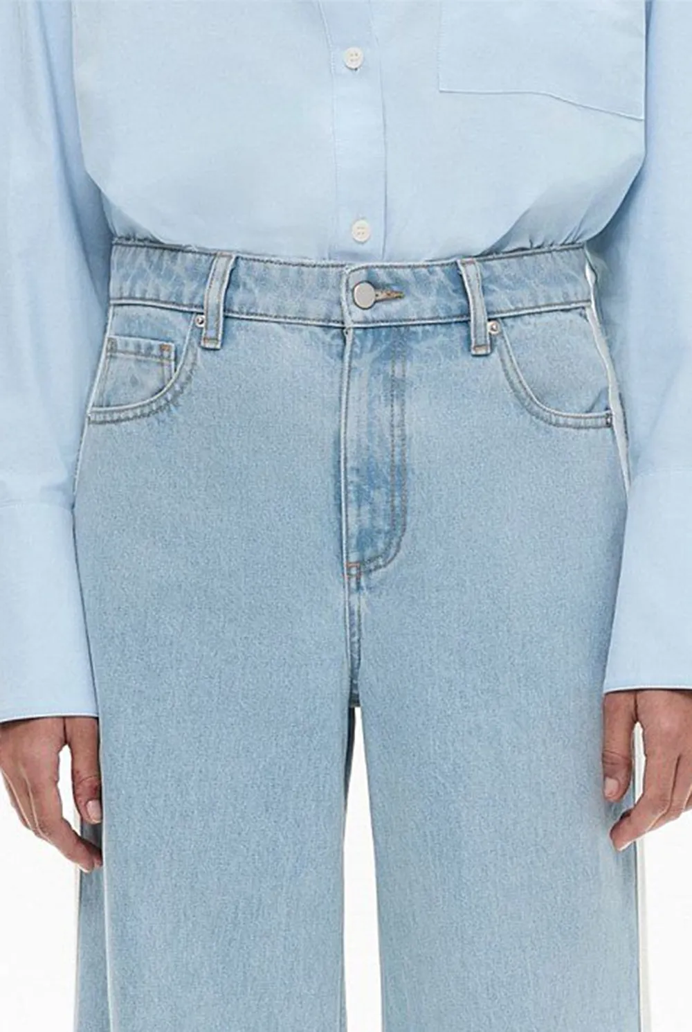 Side-Striped Denim Long Pants