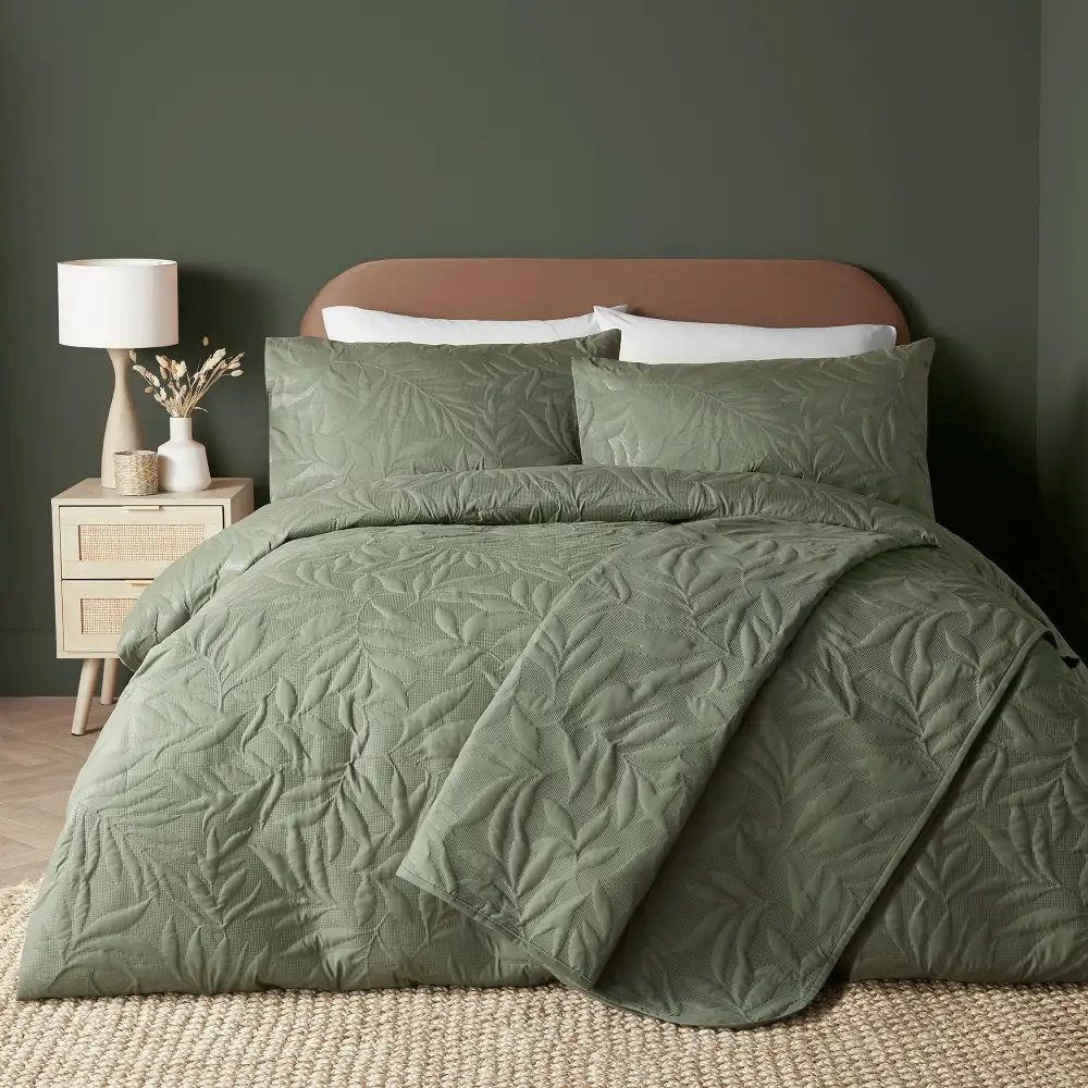 Reversible Leaf Microfiber Duvet Cover Set