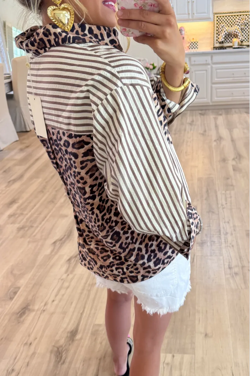 Leopard Stripe Sleeve Top