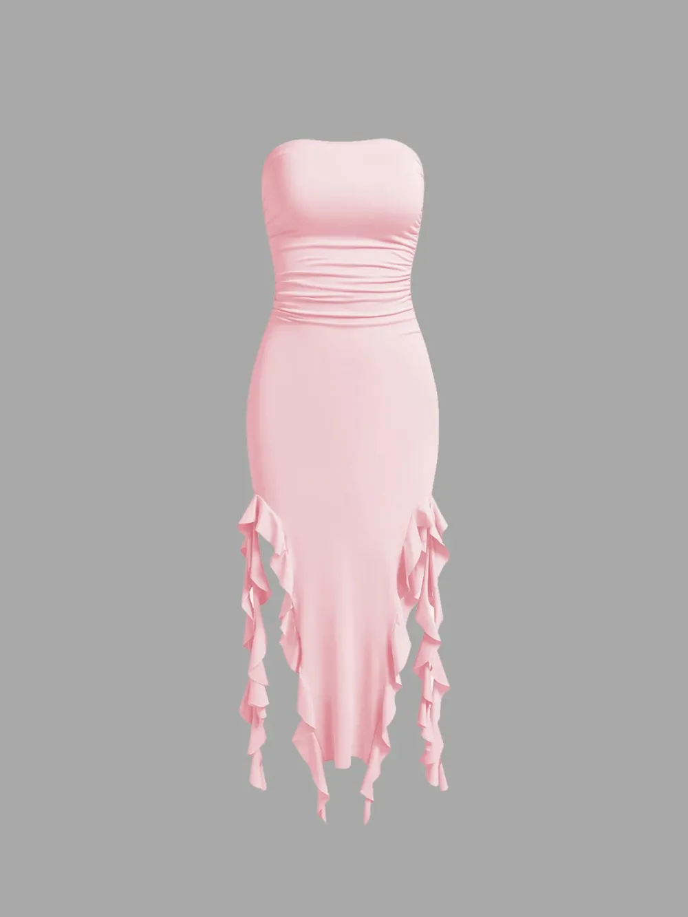 Y2K Black Ruffles Tube Dress Midi Dress