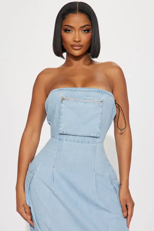 Deena Denim Maxi Dress - Light Wash