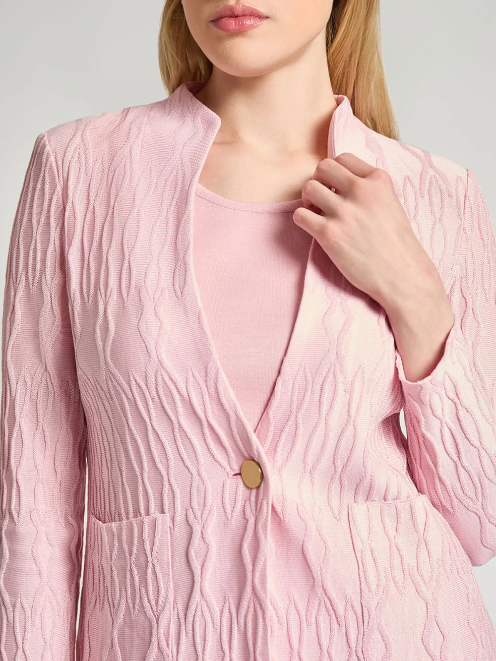 Stand Up Collar Knitted Jacket