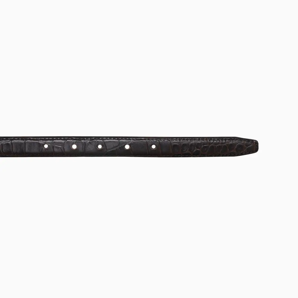 Classic Hair On Leather Croco Print Croco Texture Narrow Waist Belt
