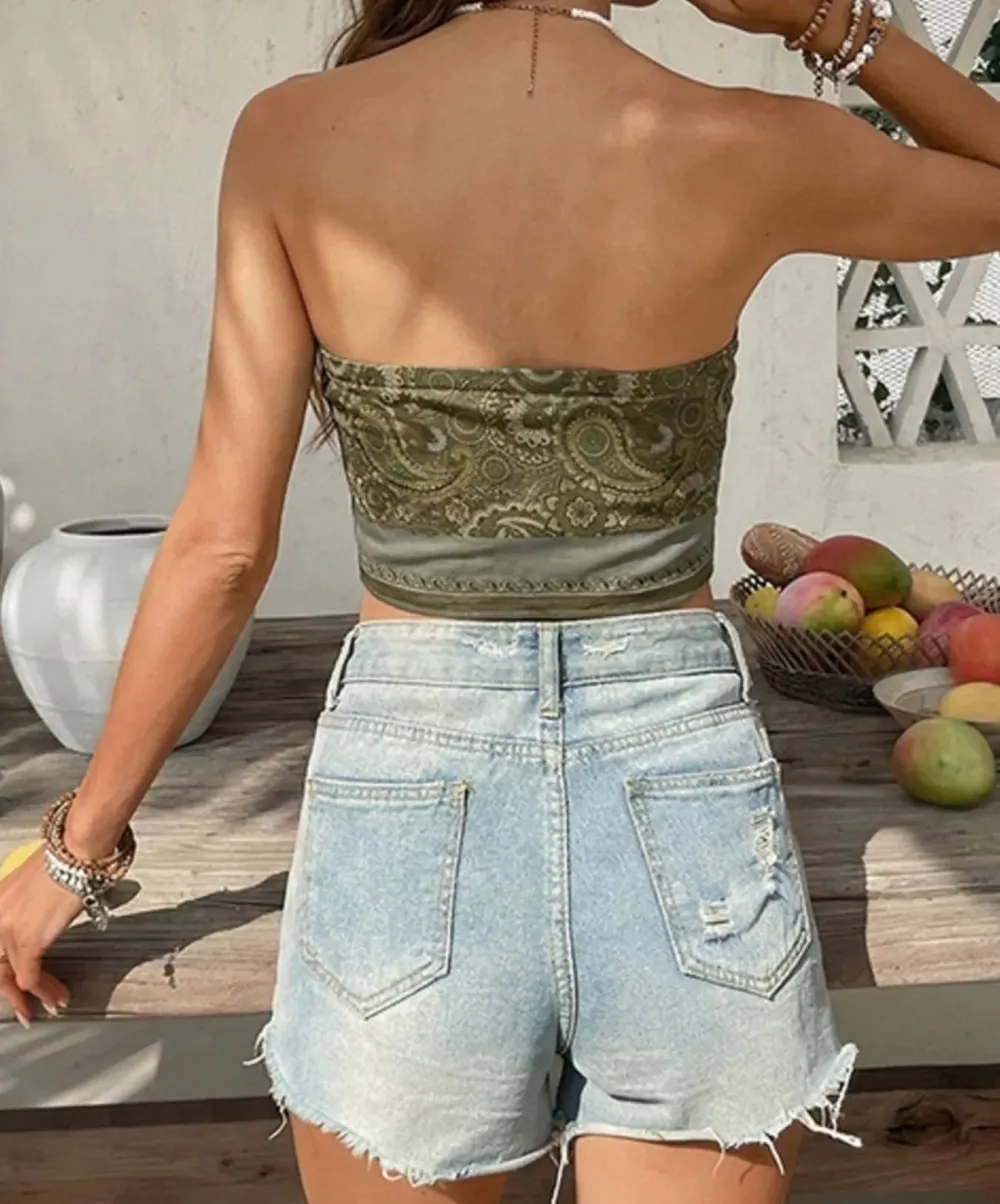 Paisley Print Tube Top