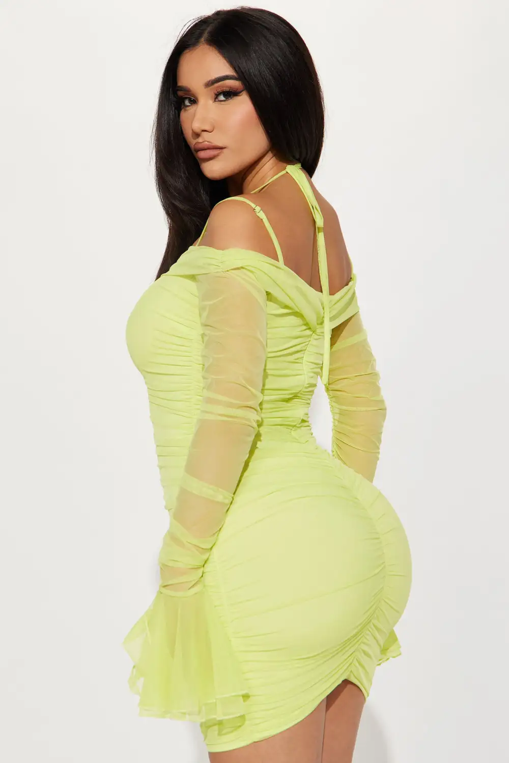 Jocie Mesh Mini Dress - Lime