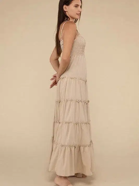 Touch of Whimsical Smocked + Tiered Cami Maxi Dress