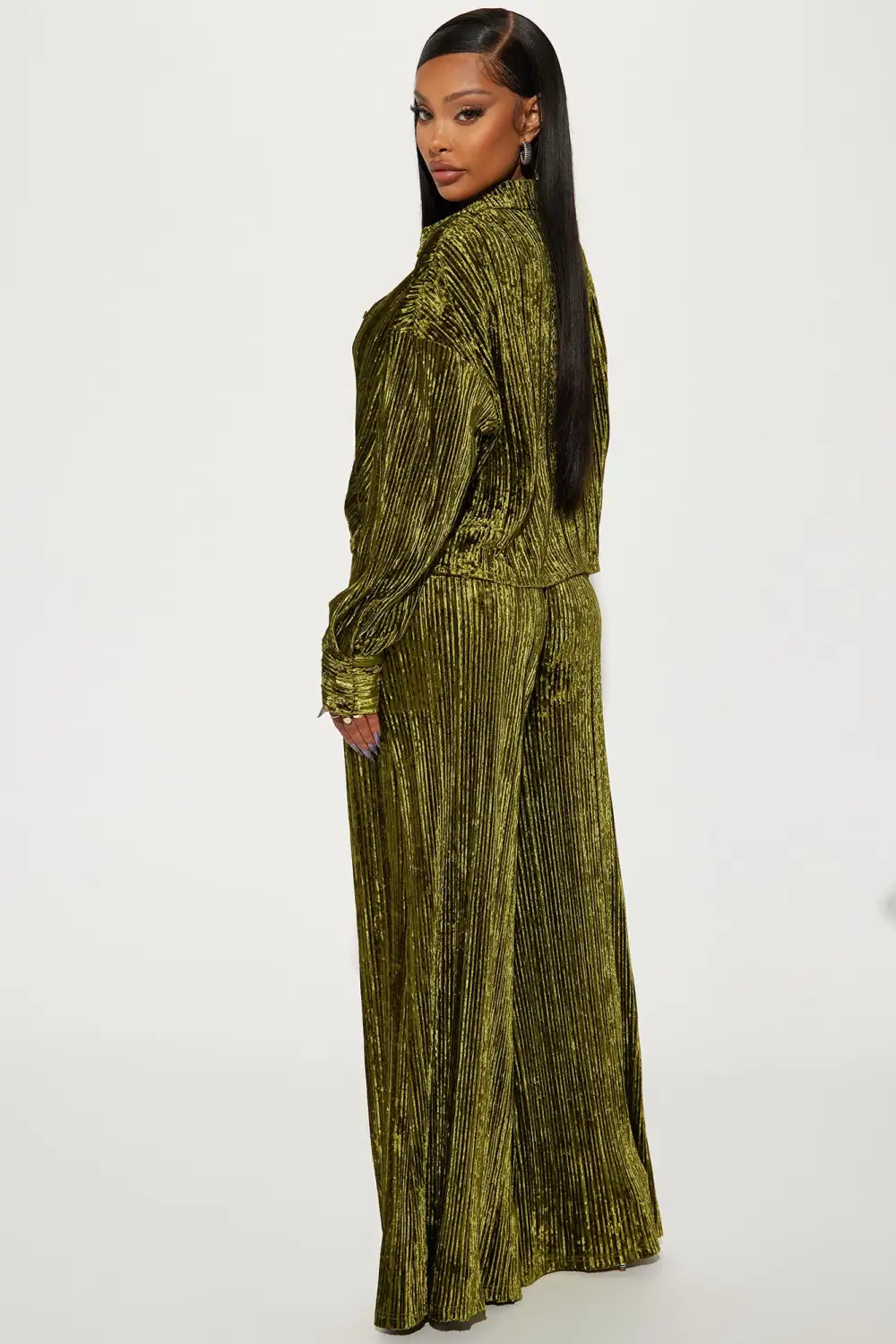 Masey Velvet Pant Set - Olive