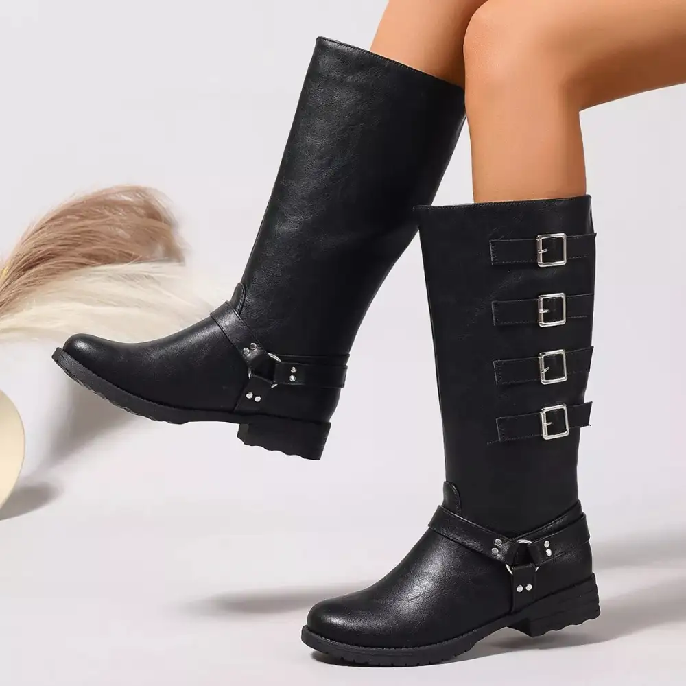 Round Toe Block Heels Boots