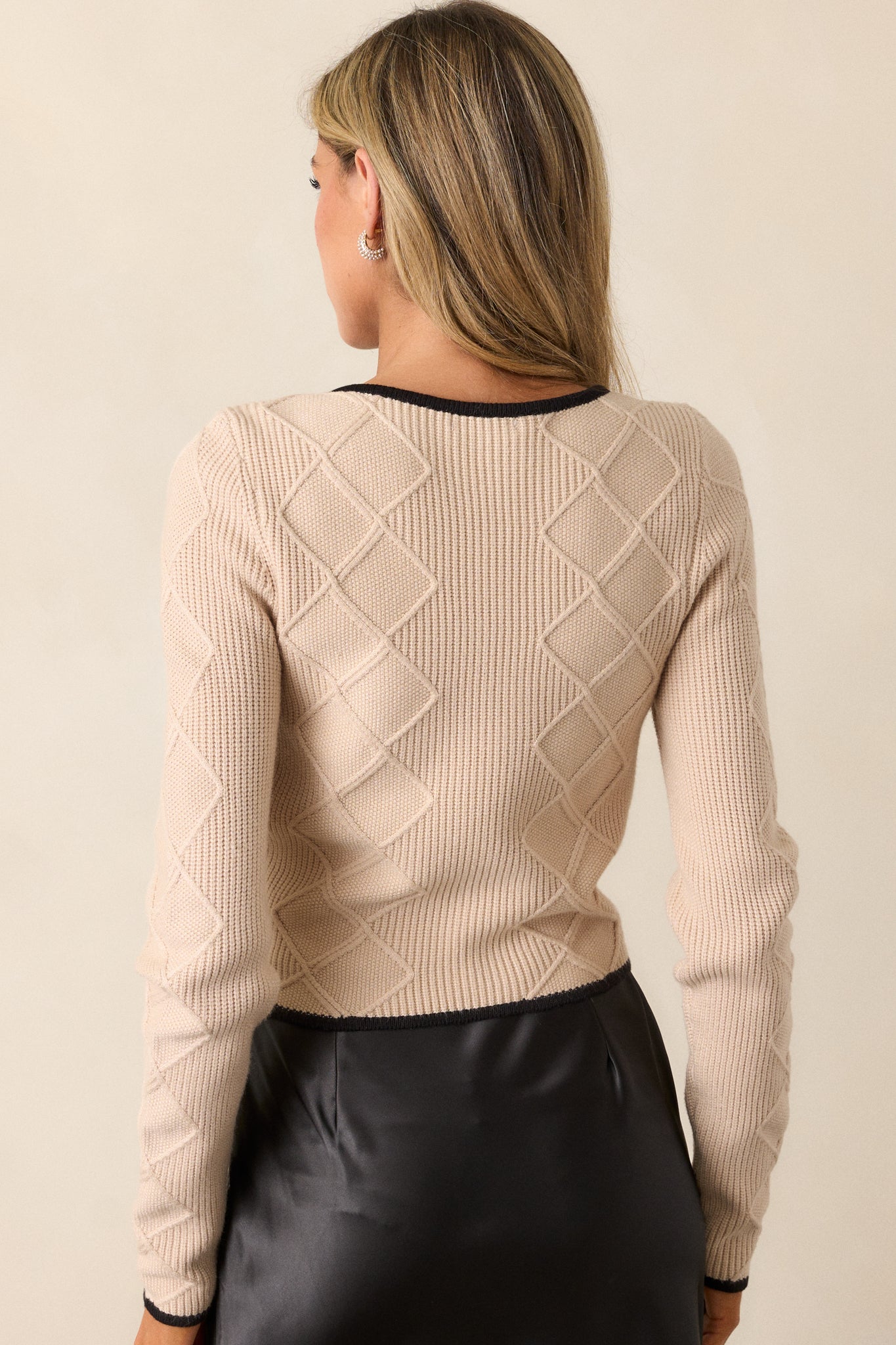 Forever Muse Beige Cropped Knit Sweater