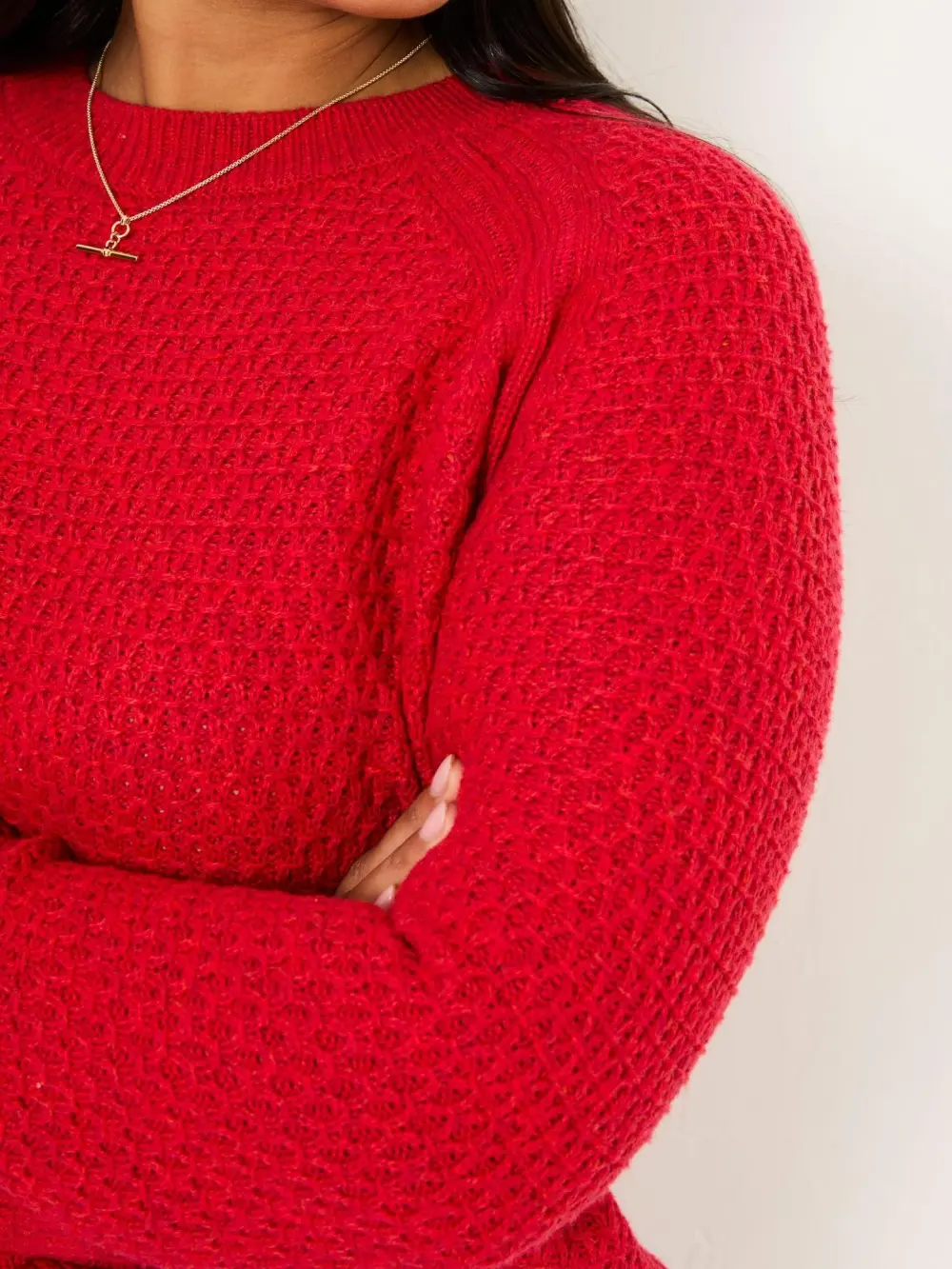 Ella Red Textured Jumper