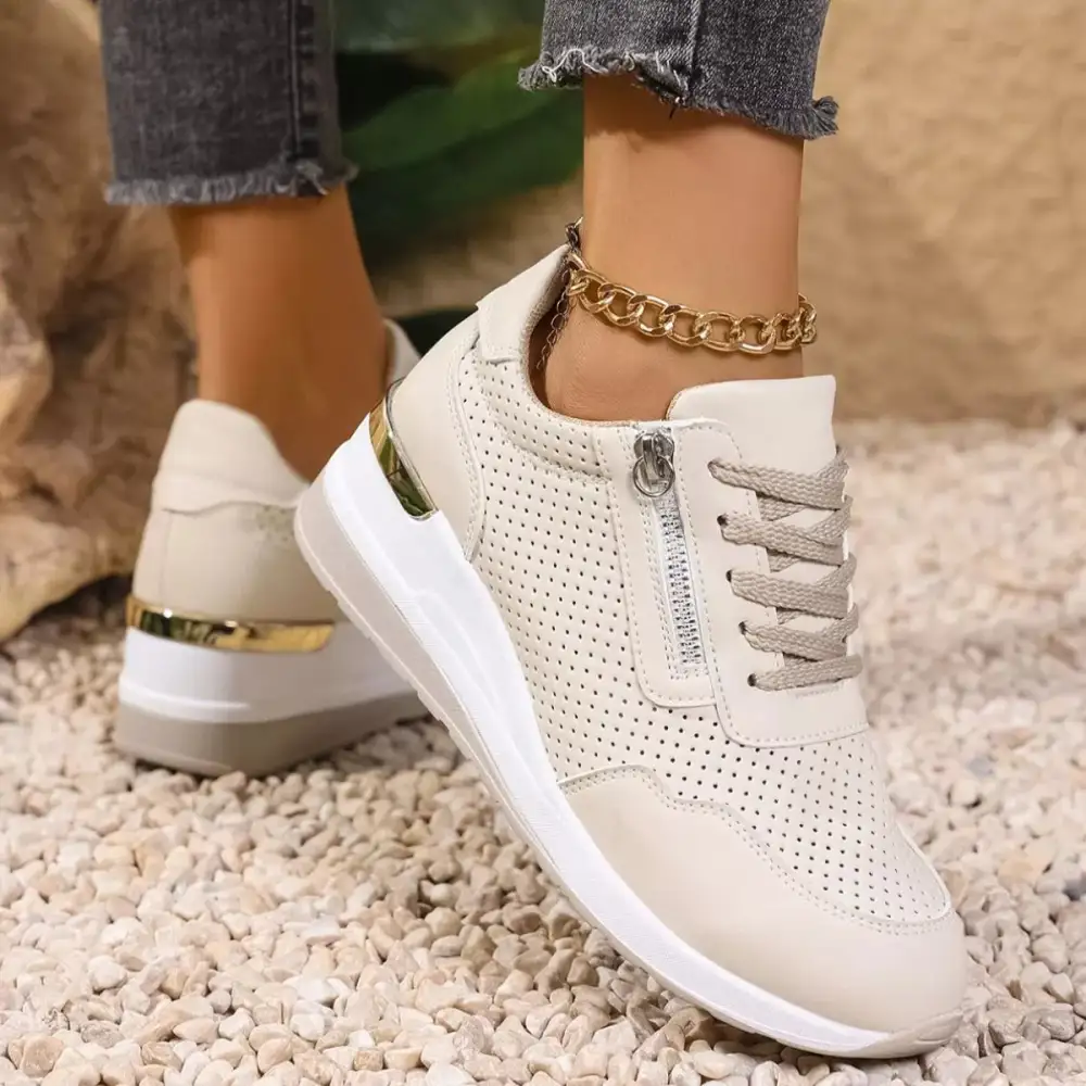 Relaxed Lace-Up Wedge Sneakers