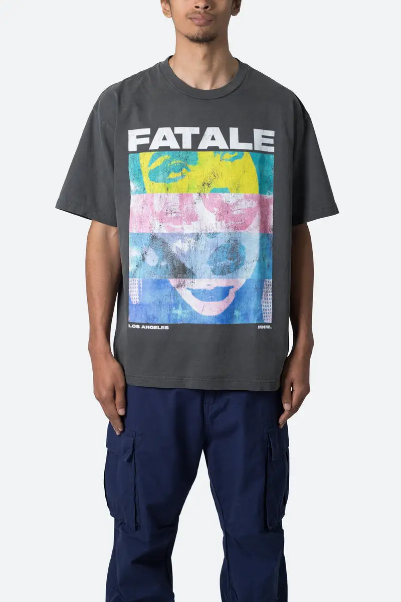 DARK GRAY GRAPHIC PRINTED T-SHIRT