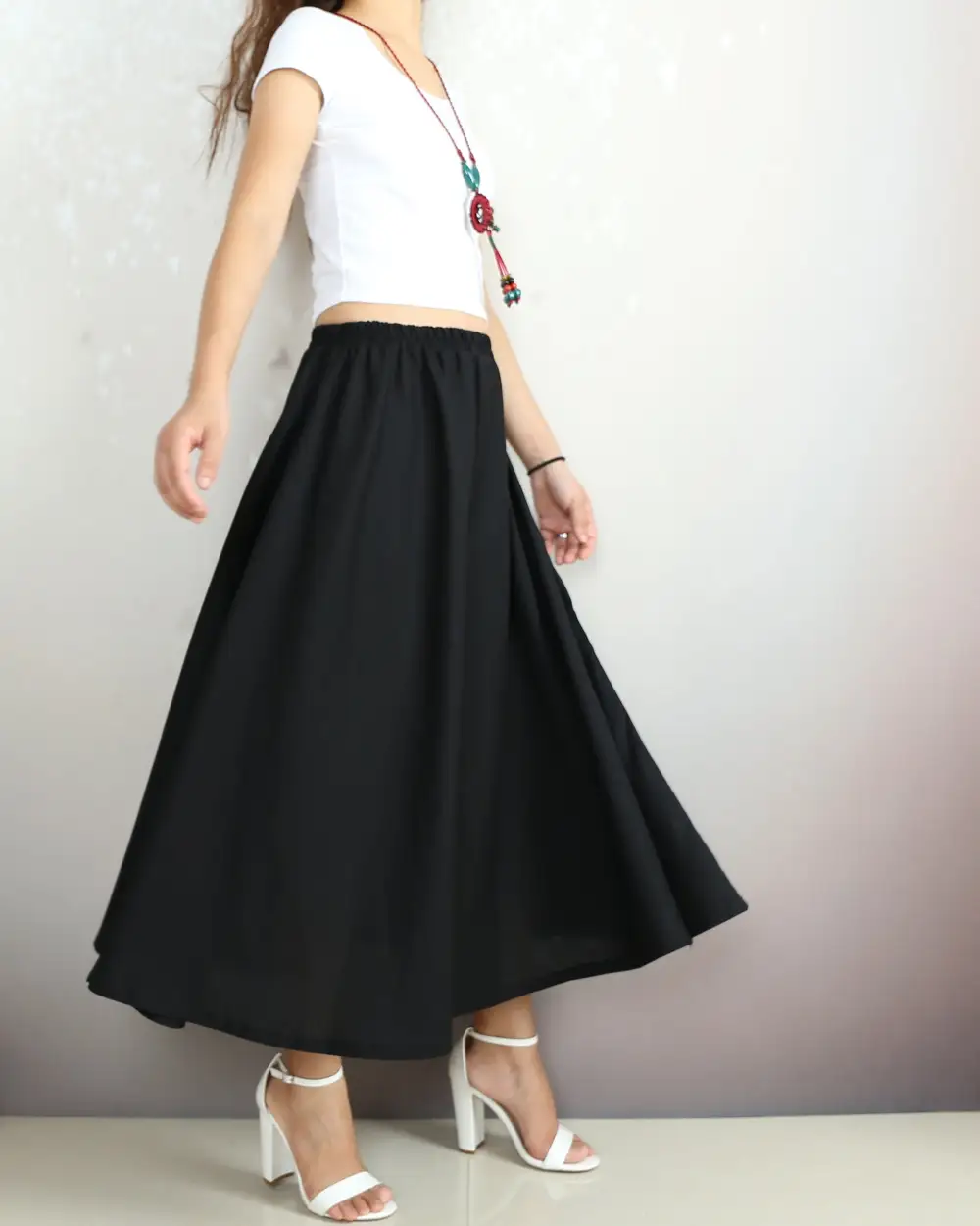 Boho Linen Flared Skirt