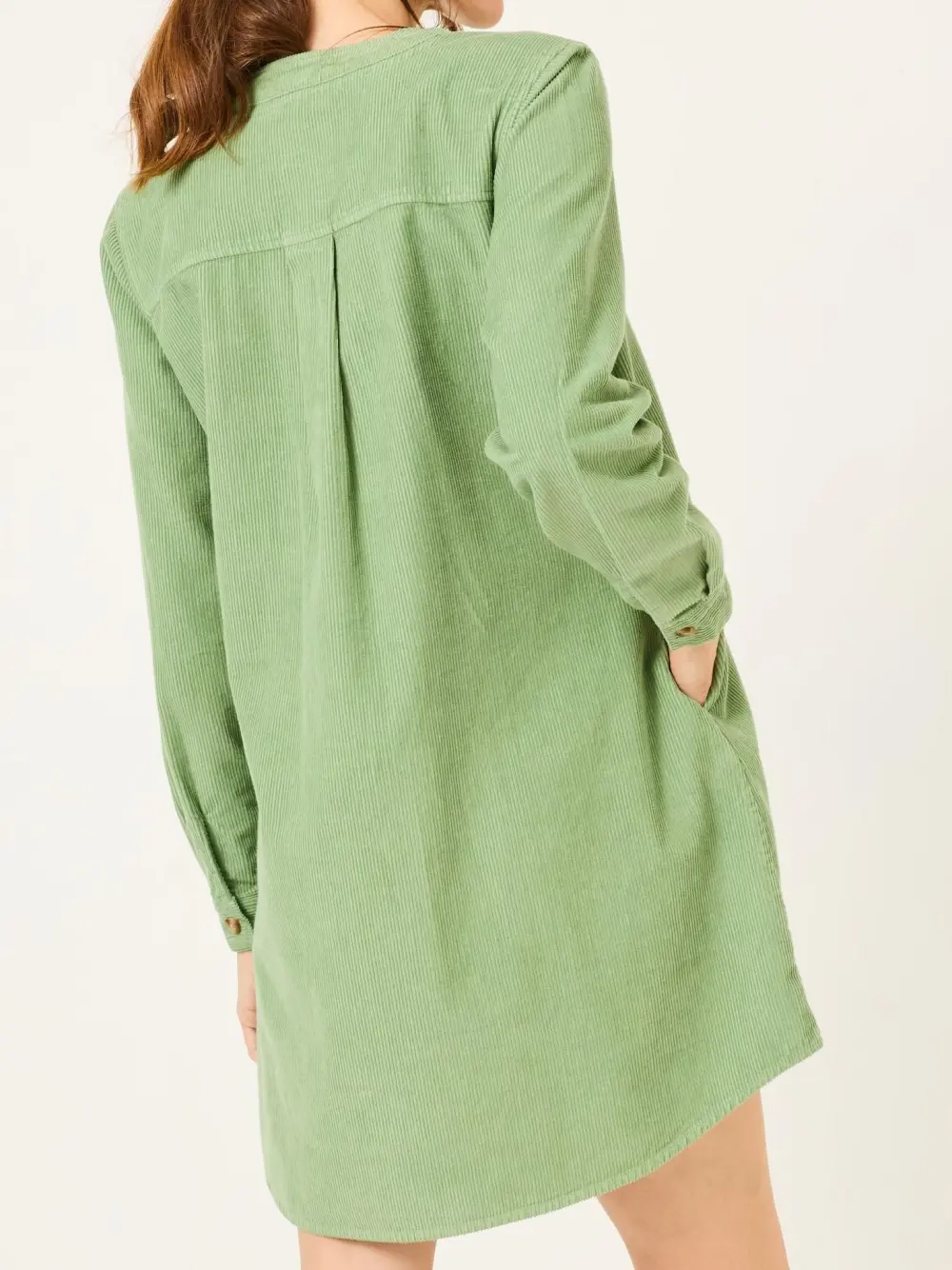 Olive Green Aida 100% Cotton Cord Tunic Dress