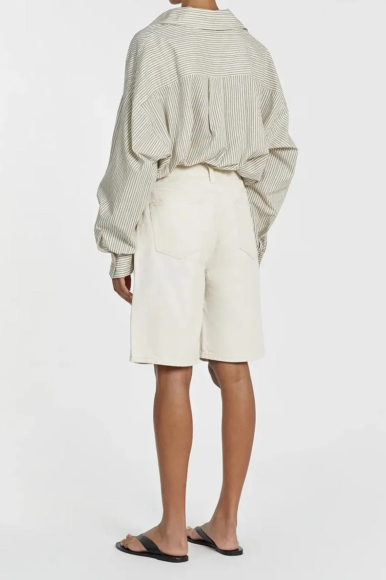 CREAM BERMUDA DENIM SHORT