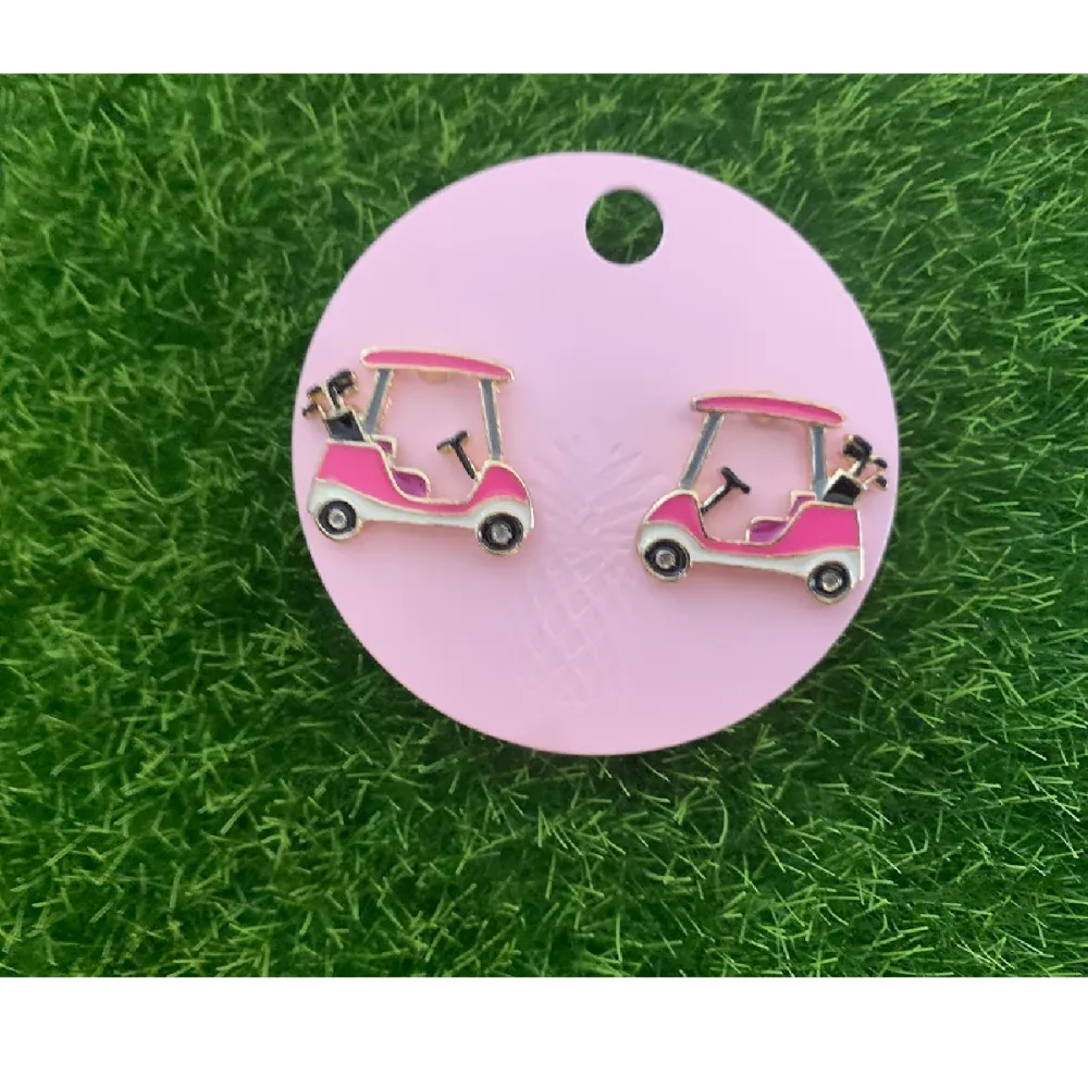 Golf Cart Signature Enamel Stud Earrings