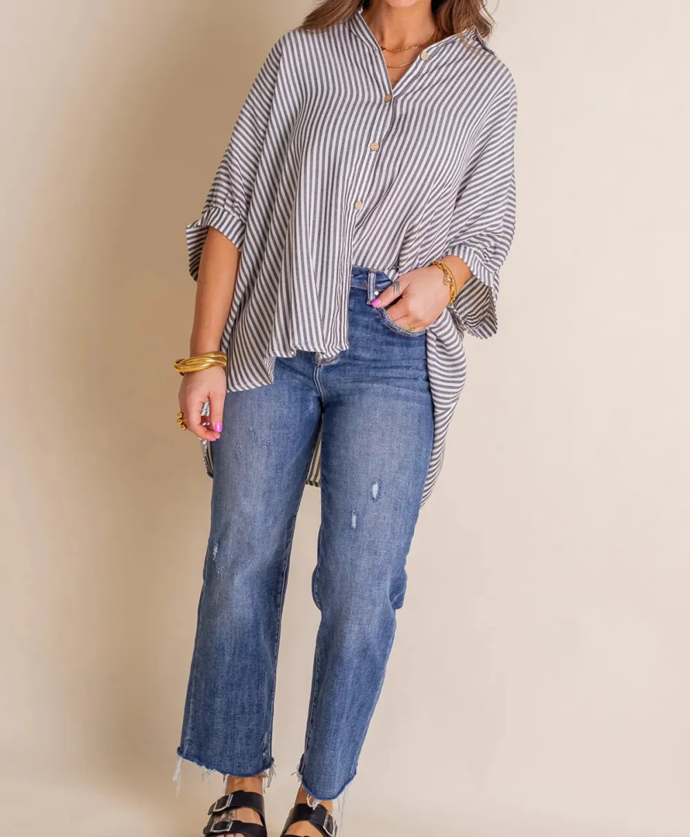 Women's Oversized Striped Button-down Shirt (Buy 2 Free Shipping)