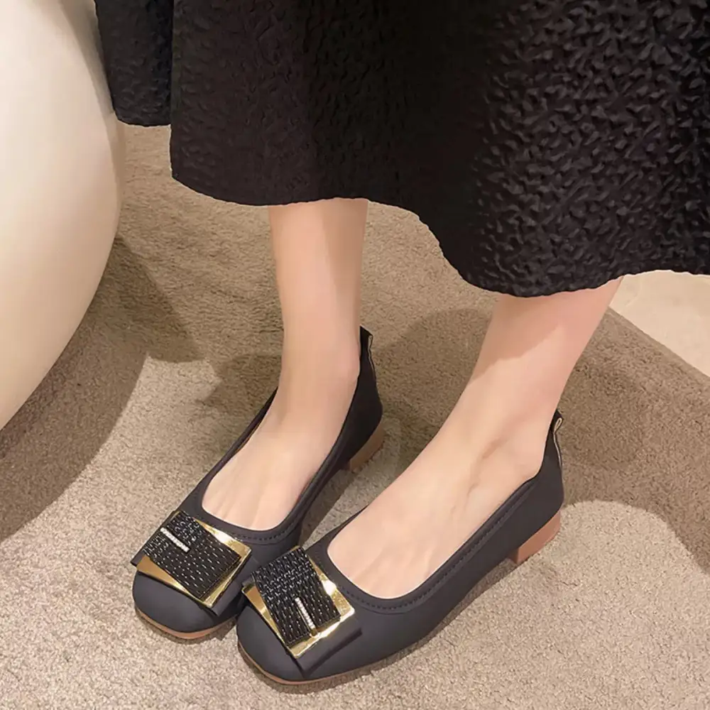 Round Toe Block Heels Slip Ons