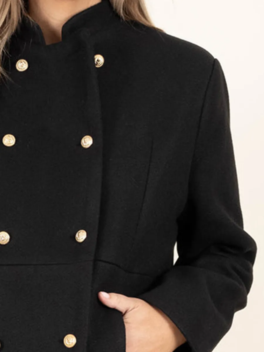 Black Double Breasted Split Design Jacket