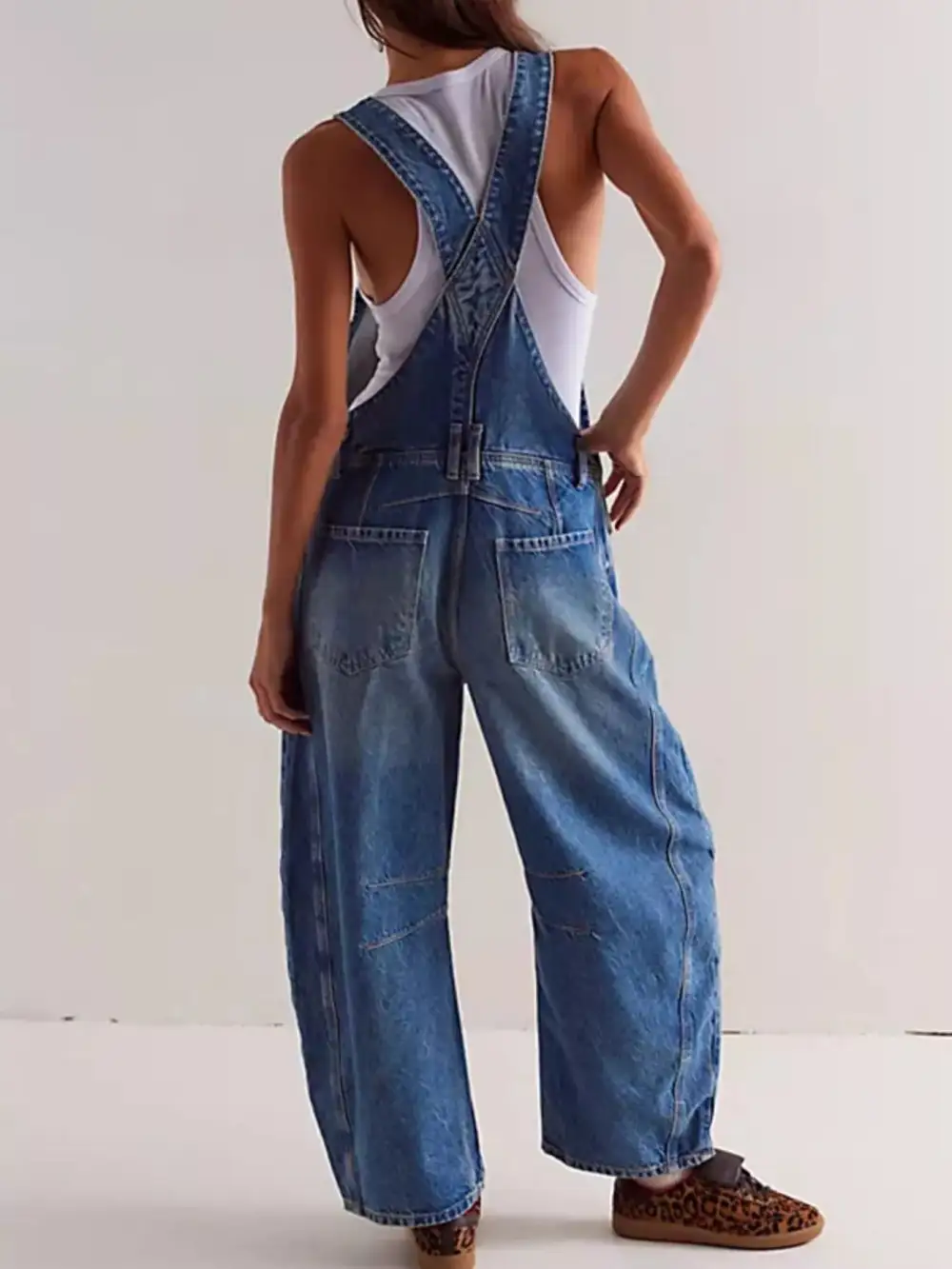 Soft Denim Wide Leg Overalls
