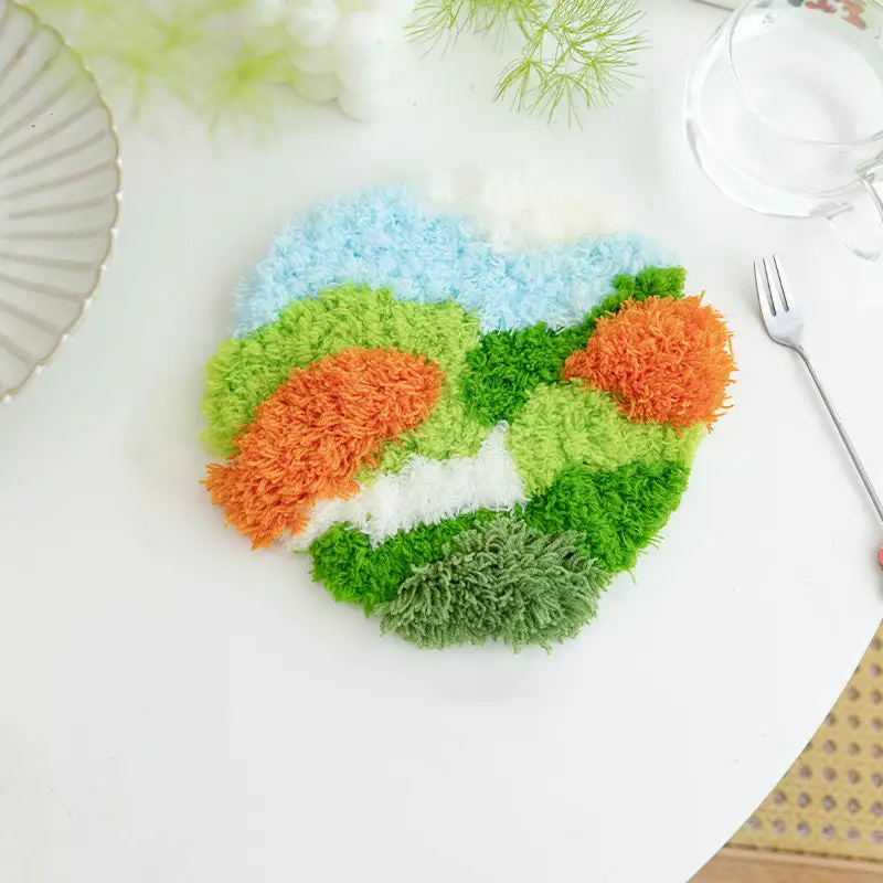 Handmade Moss Rug & Coasters Tufting Coaster Handmade Material Pack Kit