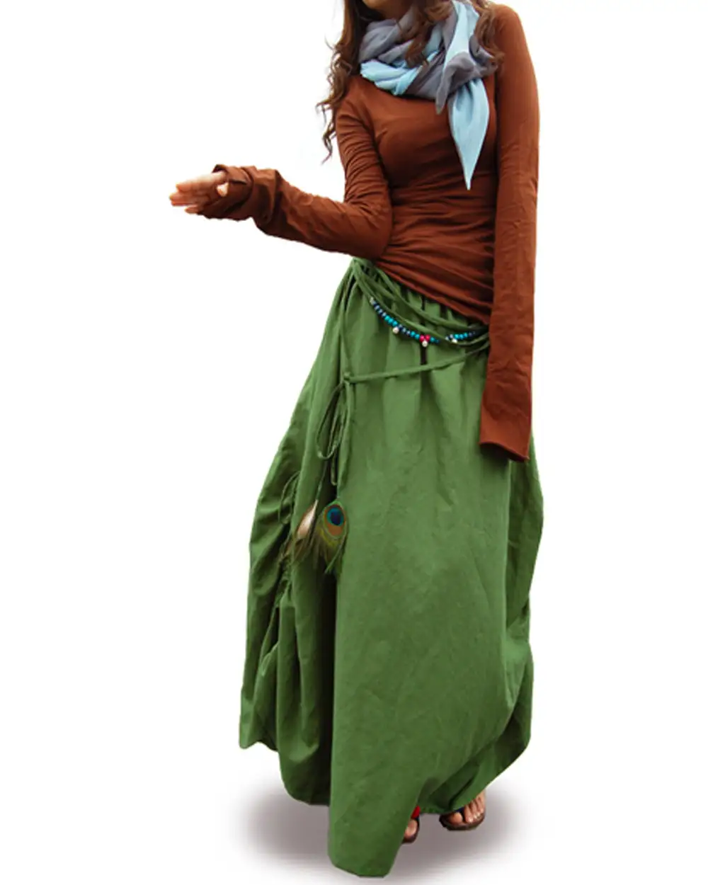 Everyday Drawstring Linen A Line Maxi Skirt