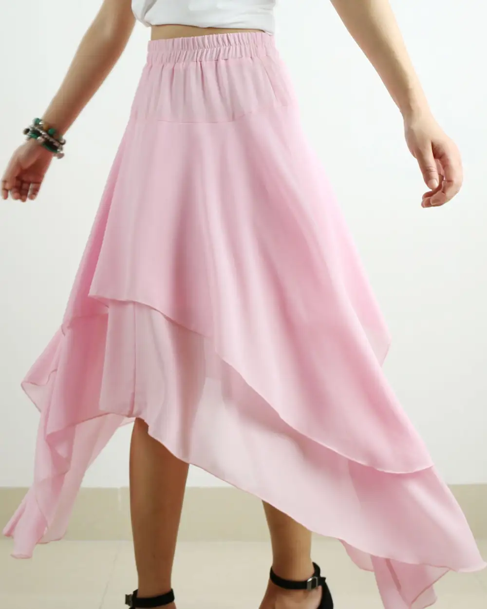 Relaxed Elastic Waist Chiffon Skirt