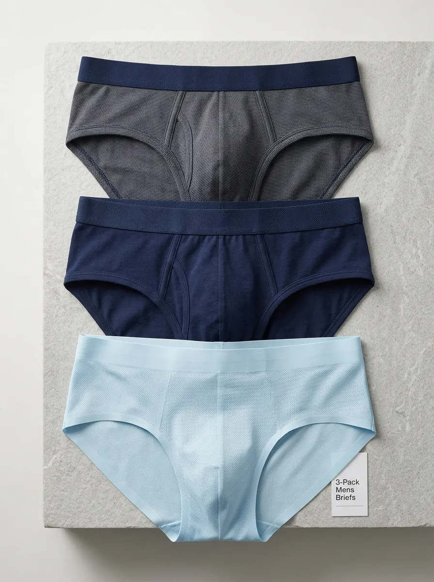 Men's Solid and Striped Patterned 3-Pack Briefs