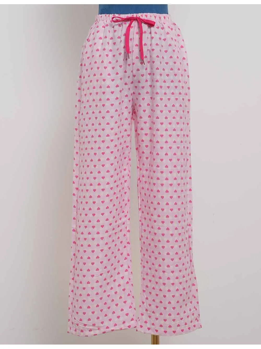 Valentine Heart Elastic Waist Wide Leg Pants