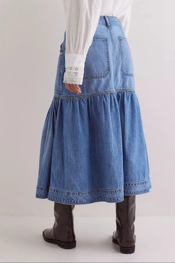 Midi Denim Pockets So Skirt