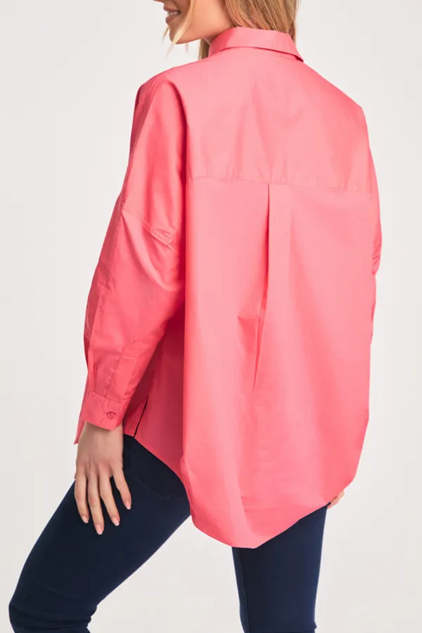 Cotton Loose Ladies Solid Color Casual Shirt