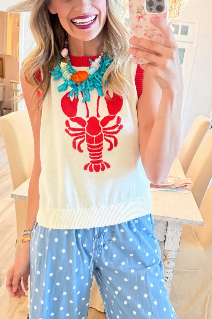 Lobster Motif Sweater Vest