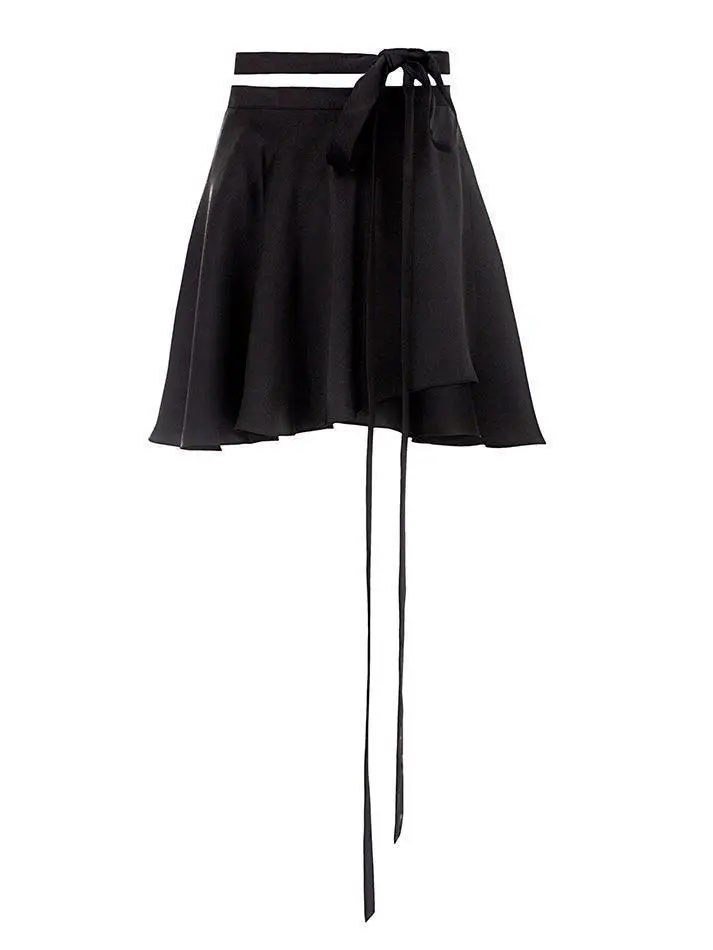 Satin Lace-Up Mini Skirt