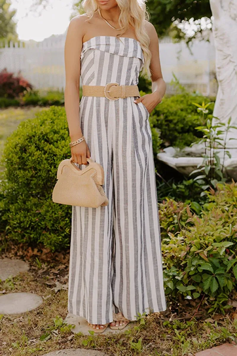 All-Match Casual Striped Women's Jumpsuit