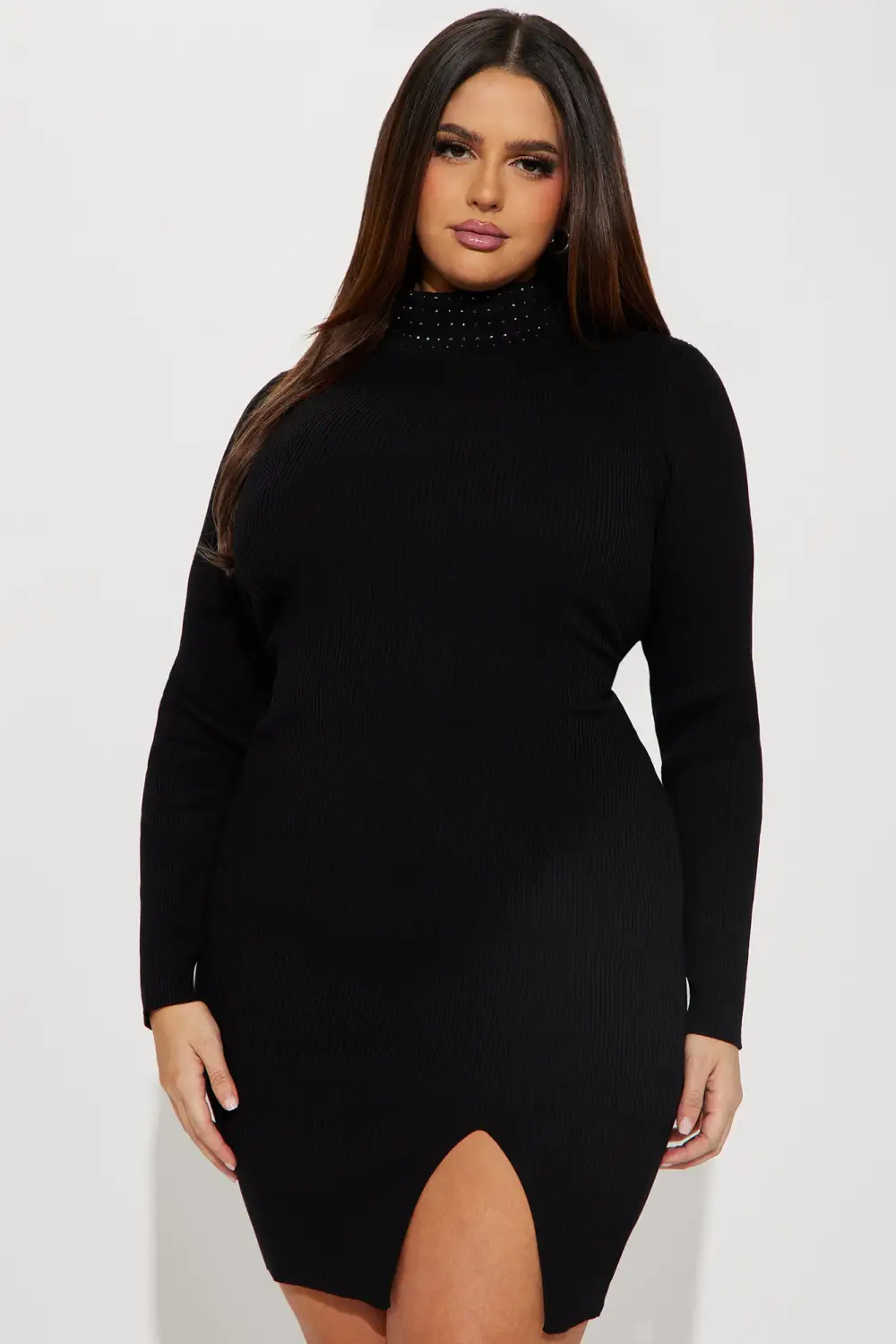 Truthful Desire Sweater Midi Dress - Black