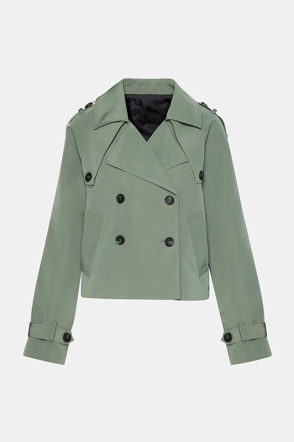 CROPPED TRENCH JACKET LIGHT GREEN