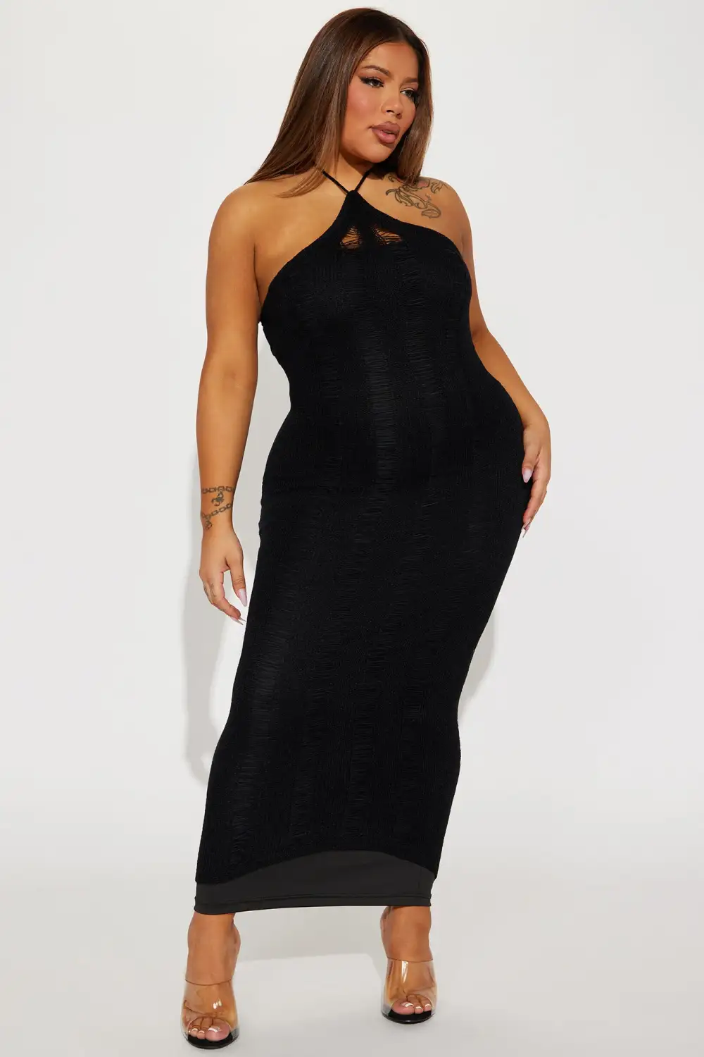 Demi Crochet Maxi Dress - Black