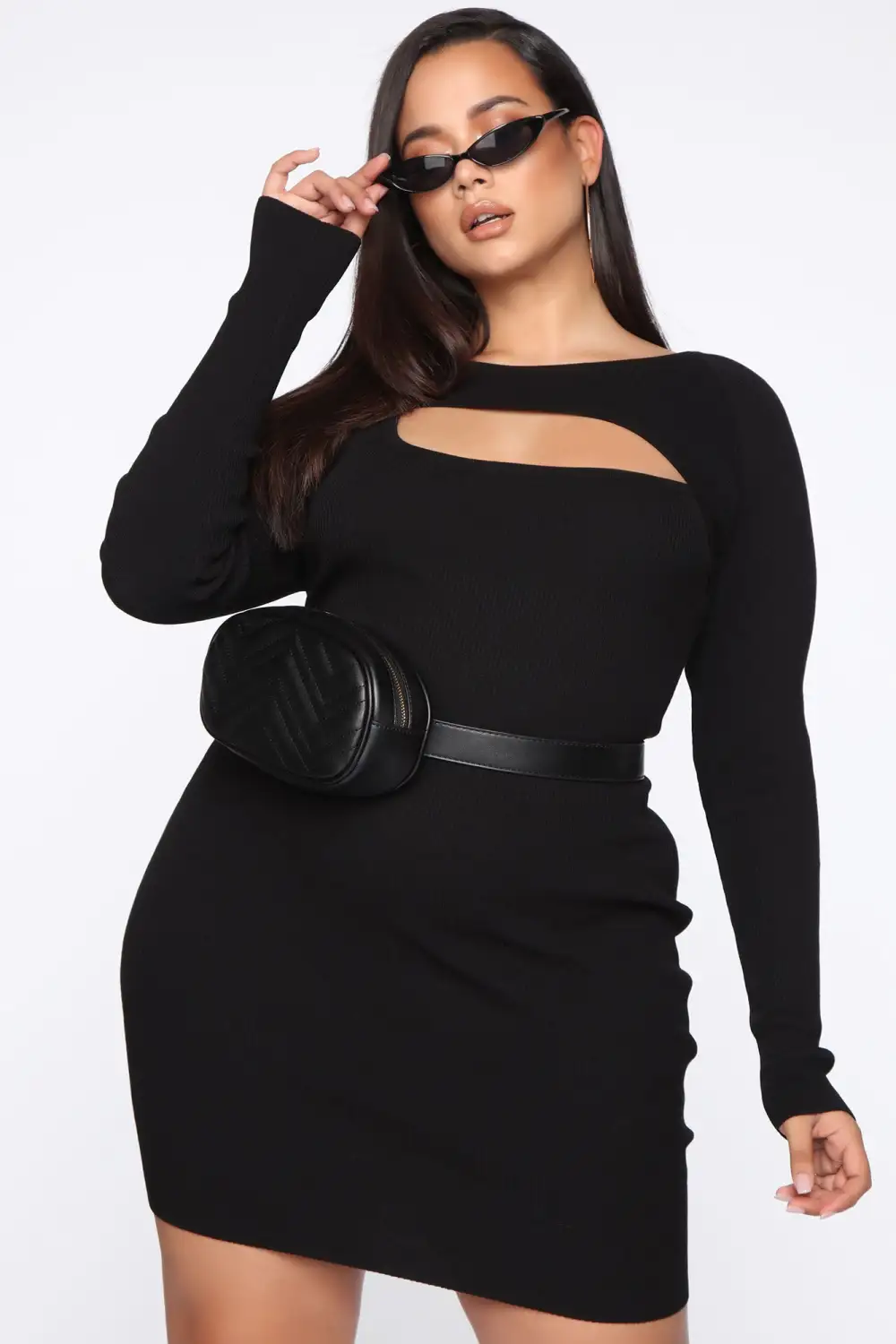 Cold Hearted Ribbed Mini Dress - Black
