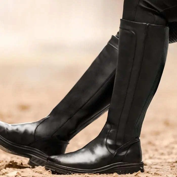 Minimal Zip Leather Riding Boots