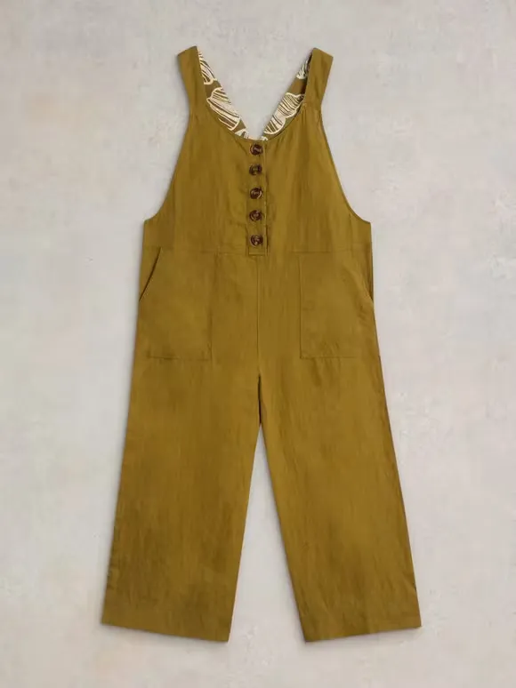 Square Neck Linen Dungaree