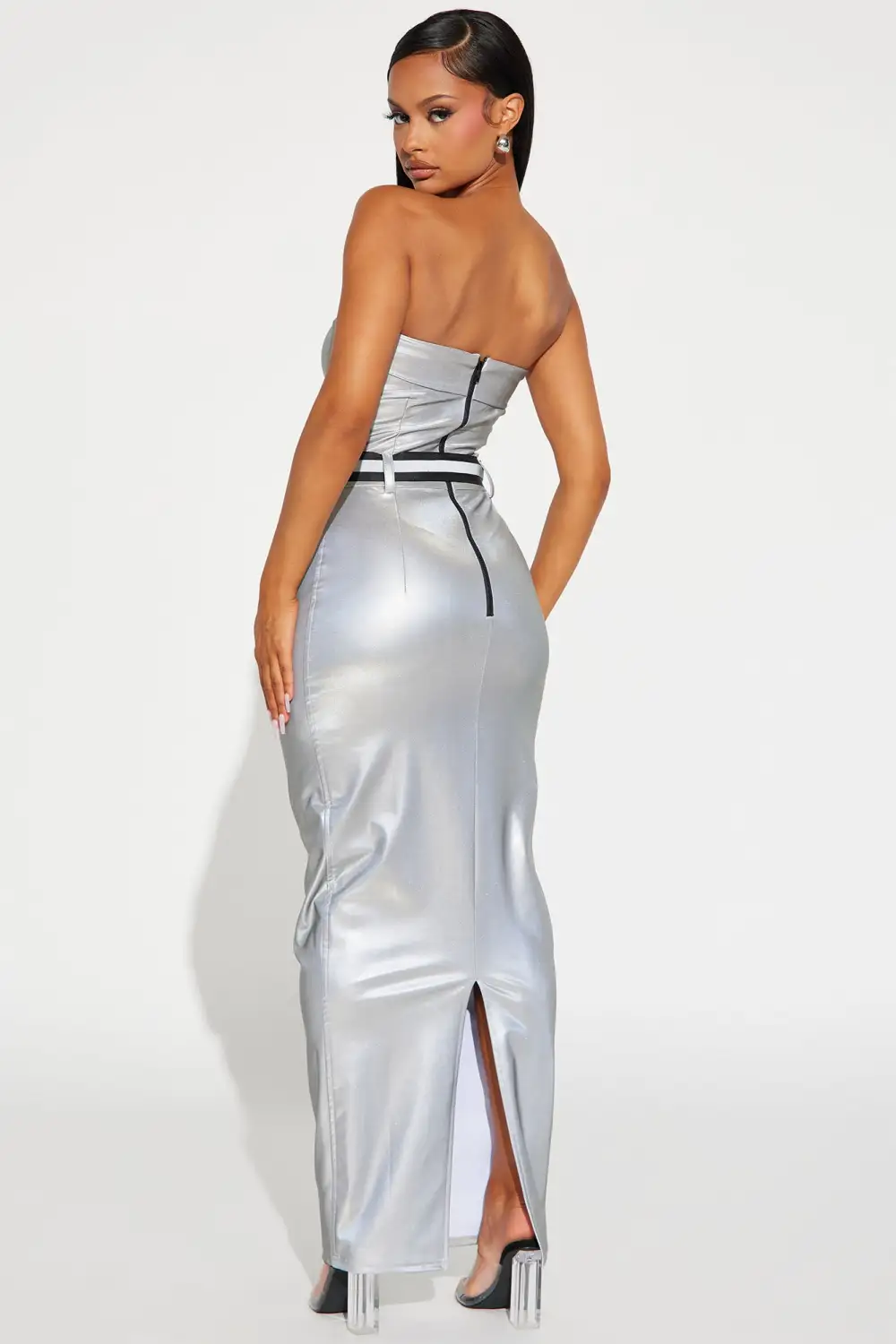 Put In Work Reflective Maxi Dress - Silver